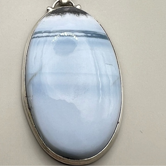 New Owyhee Opal Stone Oval Silver Overlay Pendant Necklace w Cord - Picture 4 of 6